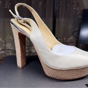 Luxury Rebel Cream and Tan Slingback Heels